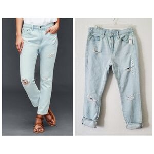 GAP Original 1969 Light Indigo Destructed Slouchy Distressed Boyfriend Jeans 25